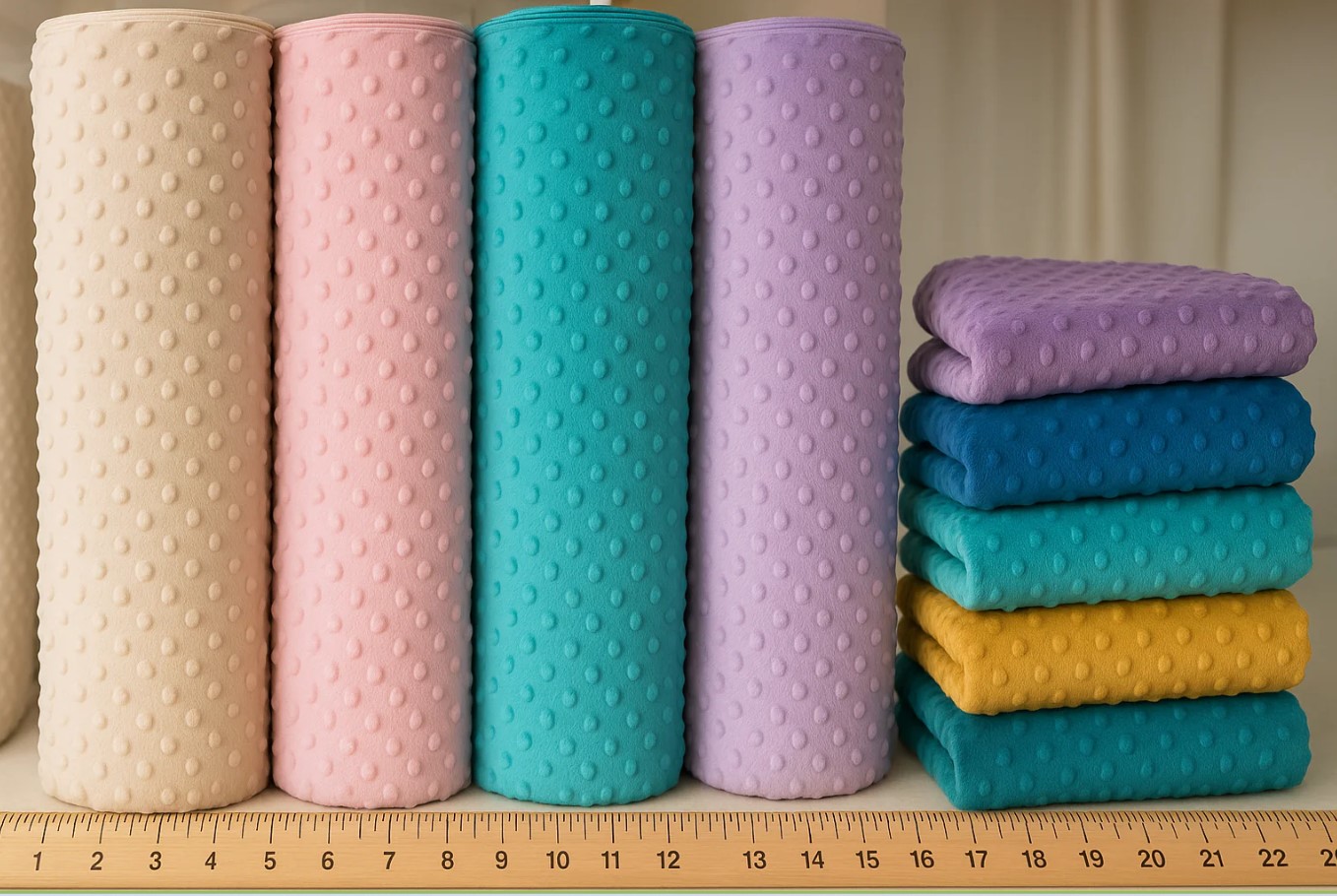 Close up texture of soft brushed minky fabric pile